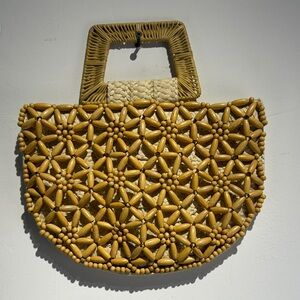 Tiki Wooden Beaded Wicker Evening Bag